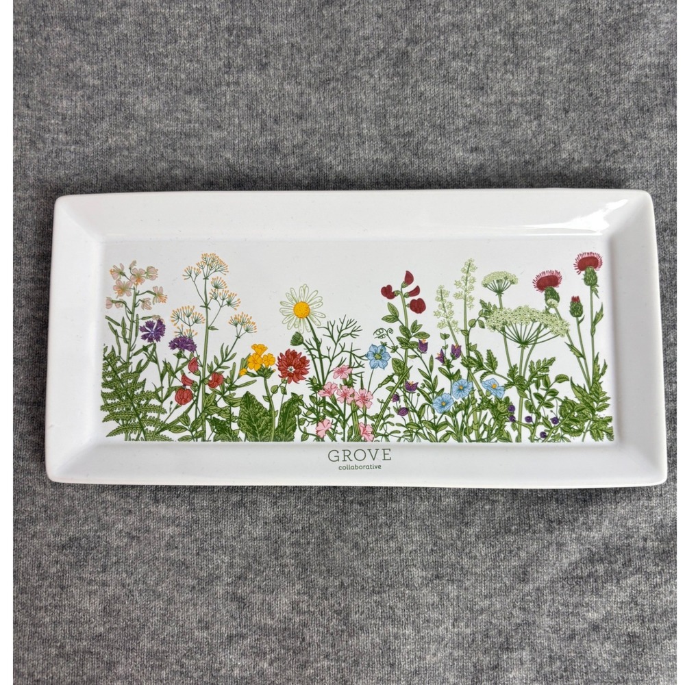 Grove Collaborative Limited Wildflower Ceramic Rectangular Botanical Floral Dish